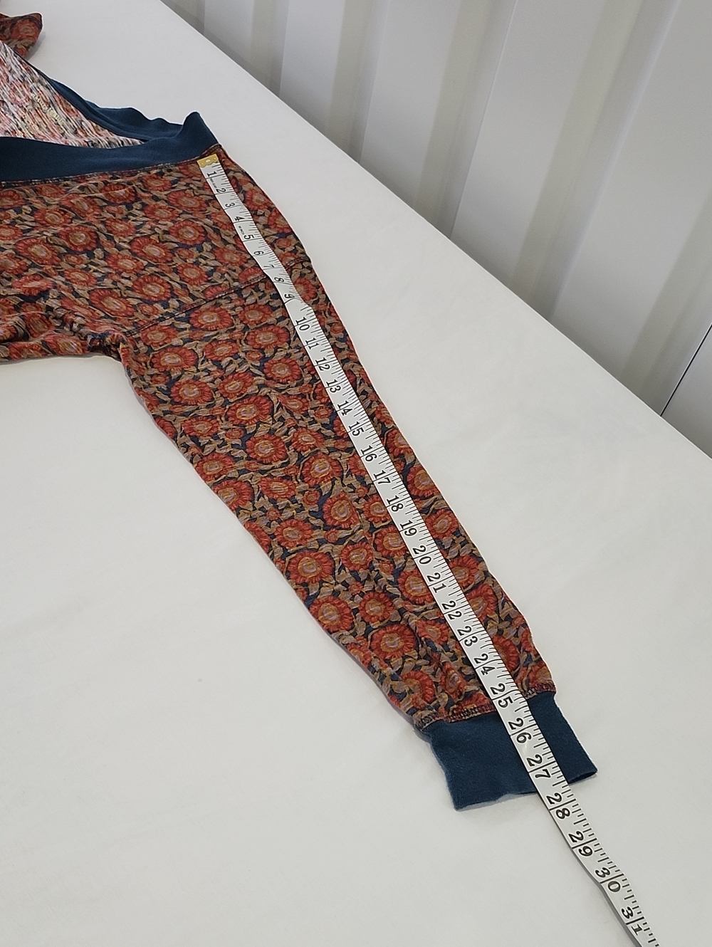 NATURAL LIFE Womens Red Navy Floral Cotton Knit Johnnie Jumpsuit Small Oversized - Picture 6 of 7